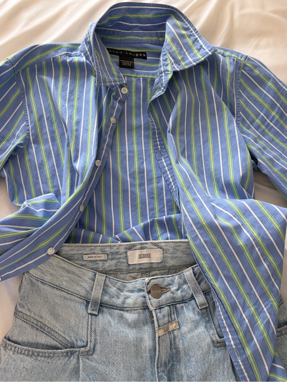 2/$50 XS/S Ralph Lauren 100% cotton Striped Button-Up poplin Shirt + CUFFLINGS